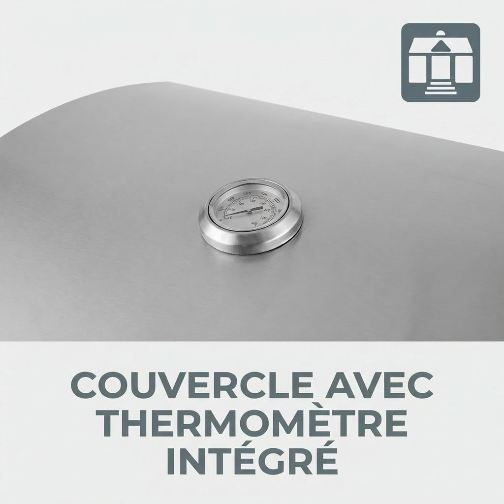 etezen - Barbecue à gaz portable - inox - 3 brûleurs, thermomètre, allumage piézo - CATHAN