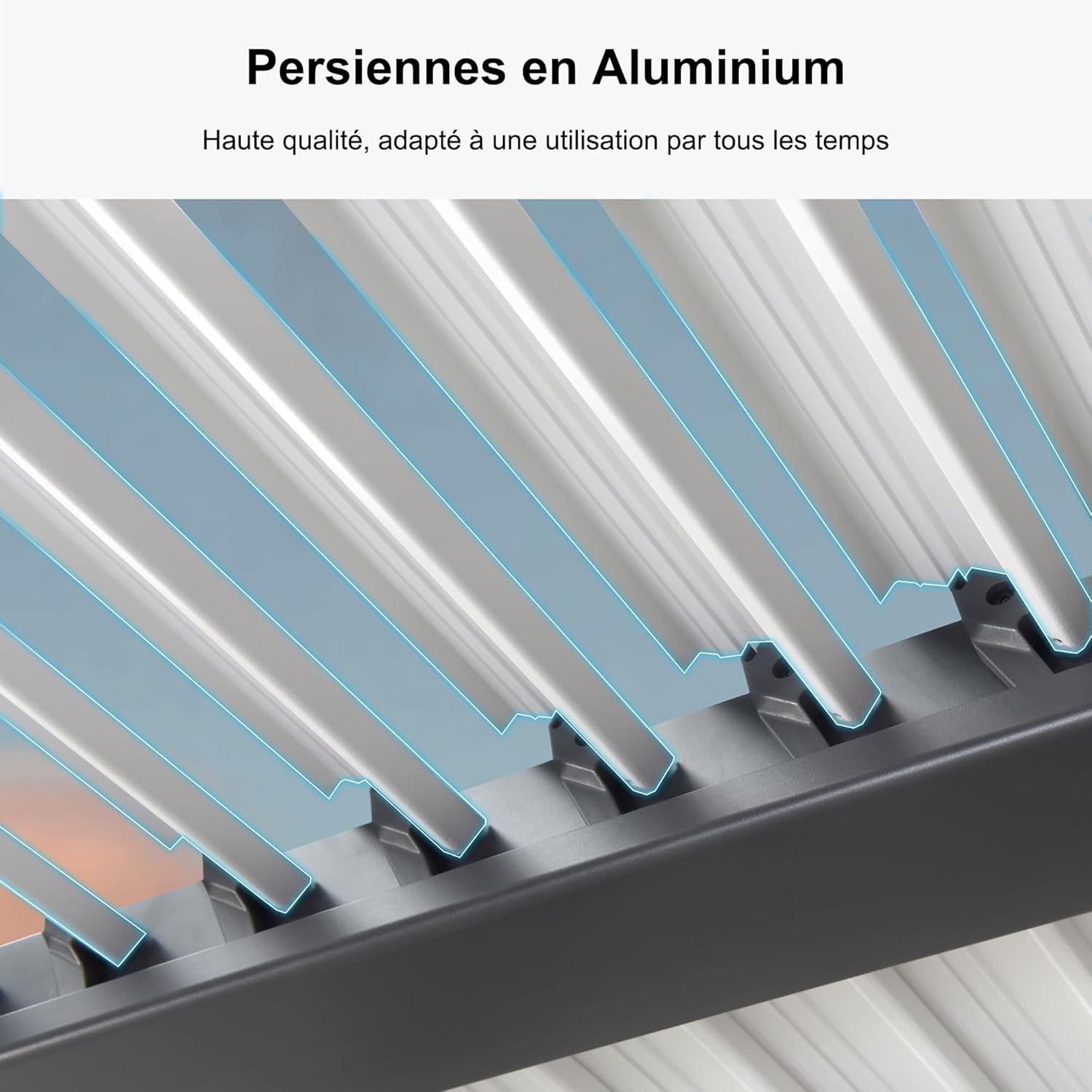 etezen - Pergola Bioclimatique - 6,35x3,5m - Aluminium, éclairage, lames orientables, poteaux blancs