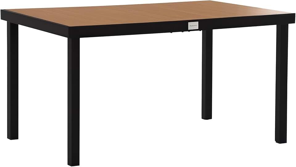 etezen - Table à manger jardin, 140x90x74 cm, aluminium bois naturel