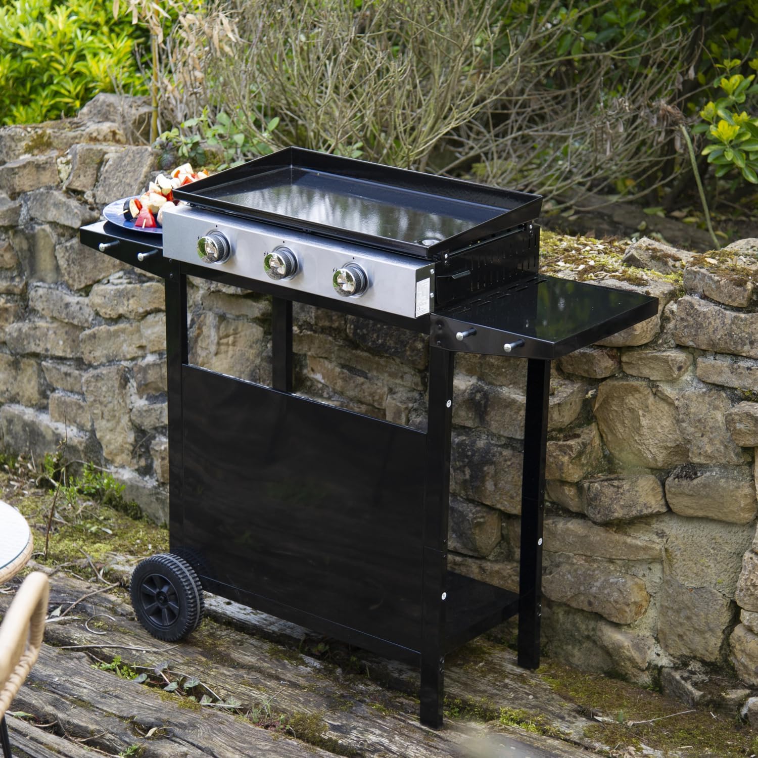etezen - Plancha Mérida sur chariot 3 brûleurs 6kW 74x33 cm