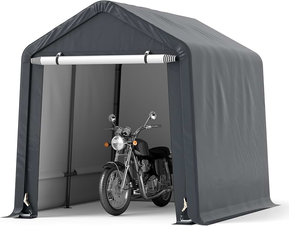 etezen Abri de Vélos Extérieur de 240 x 195 x 214 cm, Abri de Garage Portable pour Motos Housse Imperméable avec Porte à Fermeture Éclair Enroulable, Tente de Rangement pour Jardin Cour