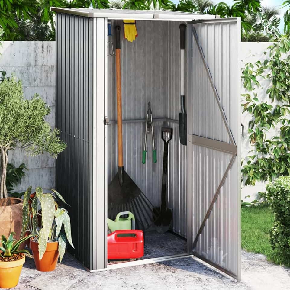 etezen Abri de jardin, abris pour parcelles, abris de jardin, abri de jardin extérieur, maisons préfabriquées, acier galvanisé gris, 118,5 x 97 x 209,5 cm