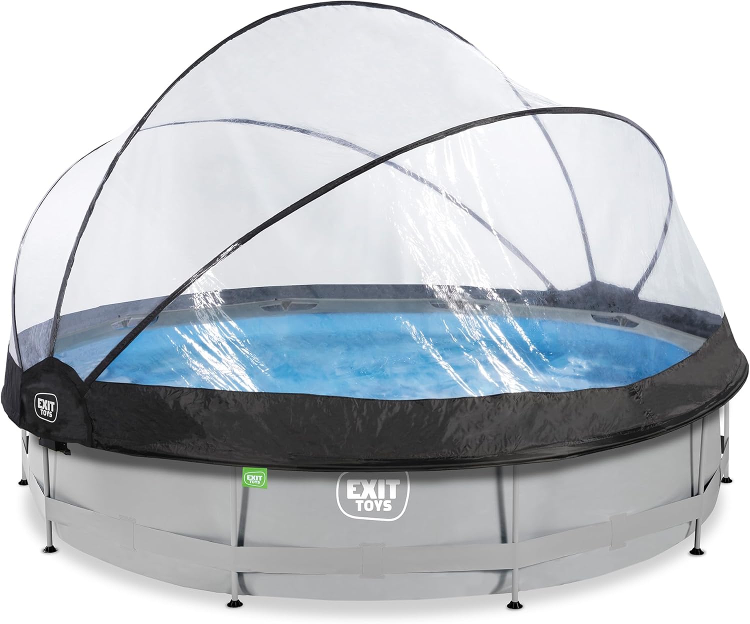 etezen Piscine Tubulaire Soft Grey avec Dôme Multifonctionnel - ø360x76cm - Piscine Hors Sol Ronde avec Pompe Filtrante à Cartouche - Entrée Basse - Pour l'Eau de la Piscine Propre et Chaude - Gris