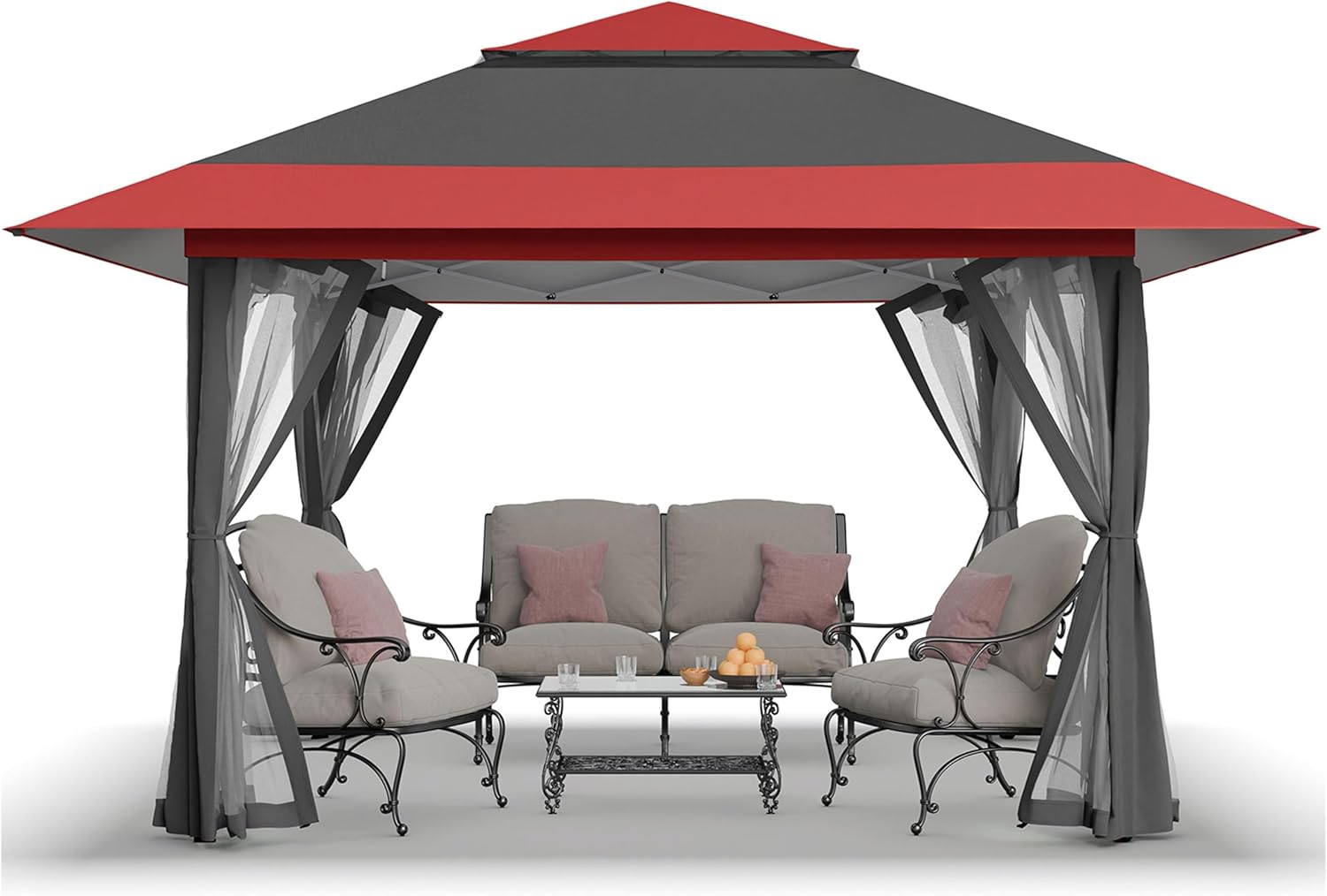 etezen - tonnelle série pop up - 4x4m - imperméable, hauteur réglable, double toit, côtés zippés, sac transport