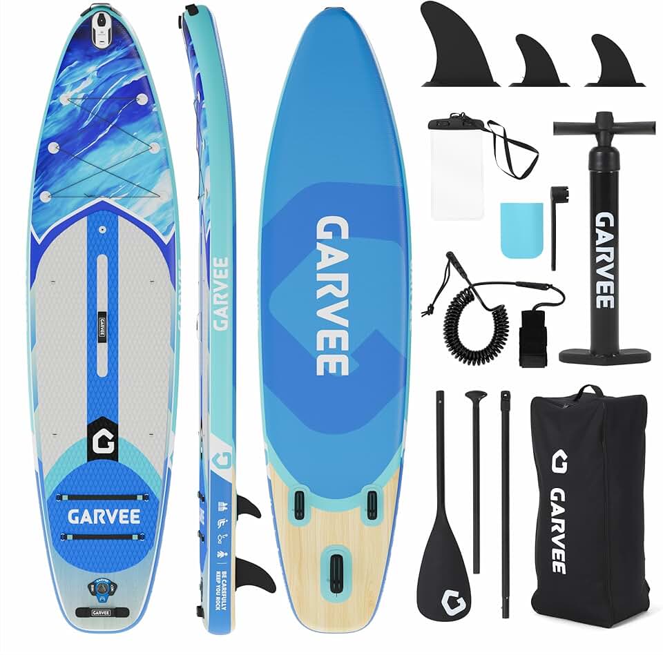 etezen Sup Gonflable 10'6'' (323x81x15cm) – Large et Stable, Surface antidérapante EVA – Capacité 200 kg – 3 ailerons – Accessoires Inclus – Taille : 323 * 81 * 15