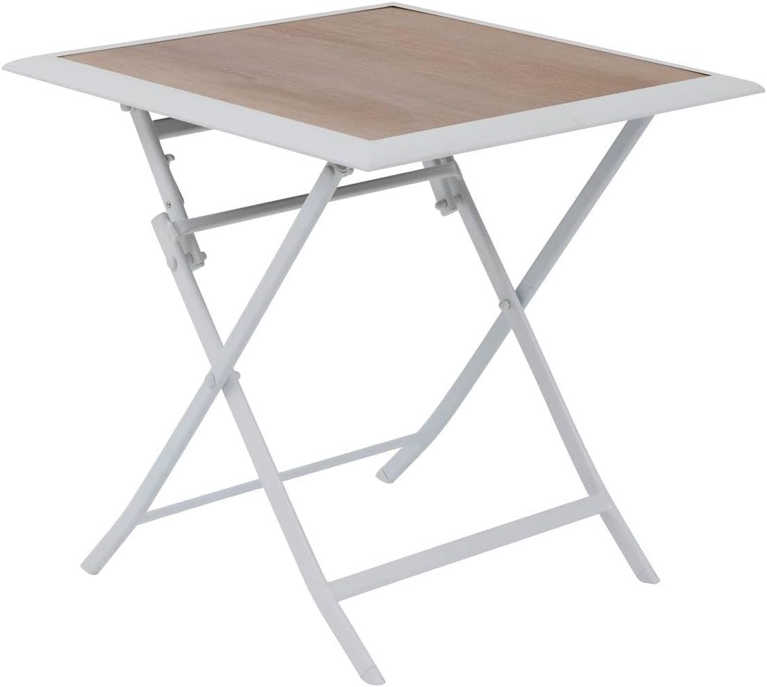 etezen - Azua - 70x70 cm - table pliante 2 places aluminium Blanc