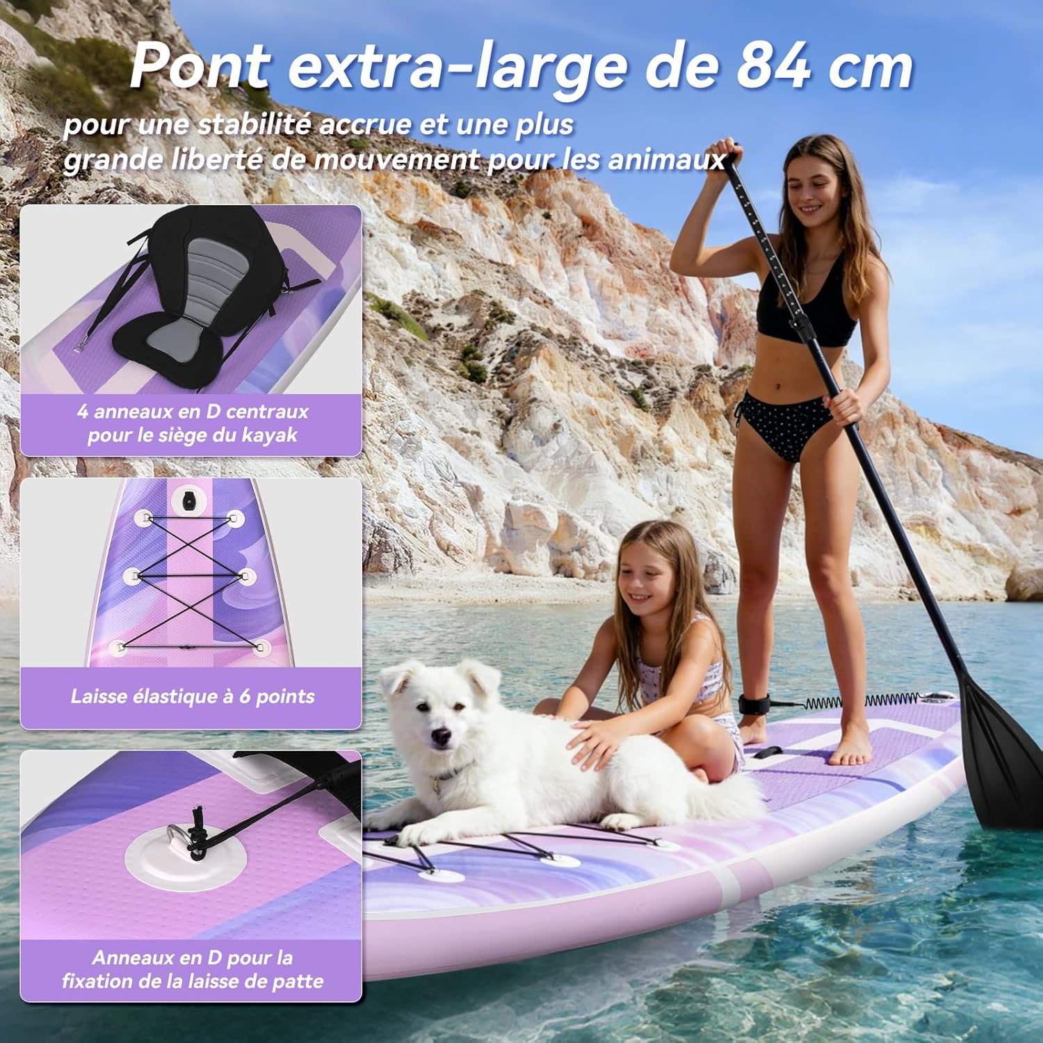 etezen - Paddle Gonflable Série Adulte - 320/335cm - 2 personnes, siège kayak, pagaie alu, support caméra, jusqu'à 15