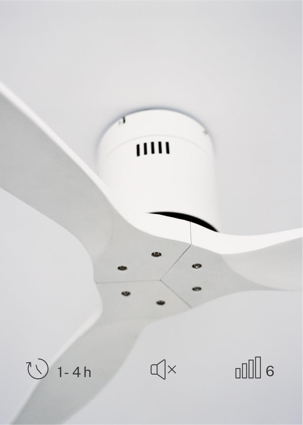 CREATE / WINDCALM M/Ventilateur de plafond ABS avec télécommande blanc / 40W, Silencieux, Ø132 cm, 6 vitesses, minuterie, été-hiver, double hauteur