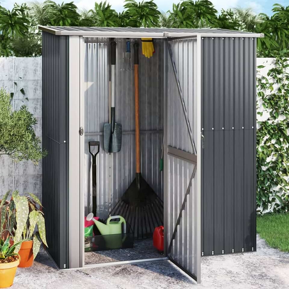 Abri de jardin métal - anthracite 180,5x97x209,5 cm - acier galvanisé