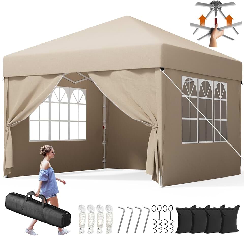 etezen - tonnelle pliante 3x3m - imperméable, 4 parois, UV 50+