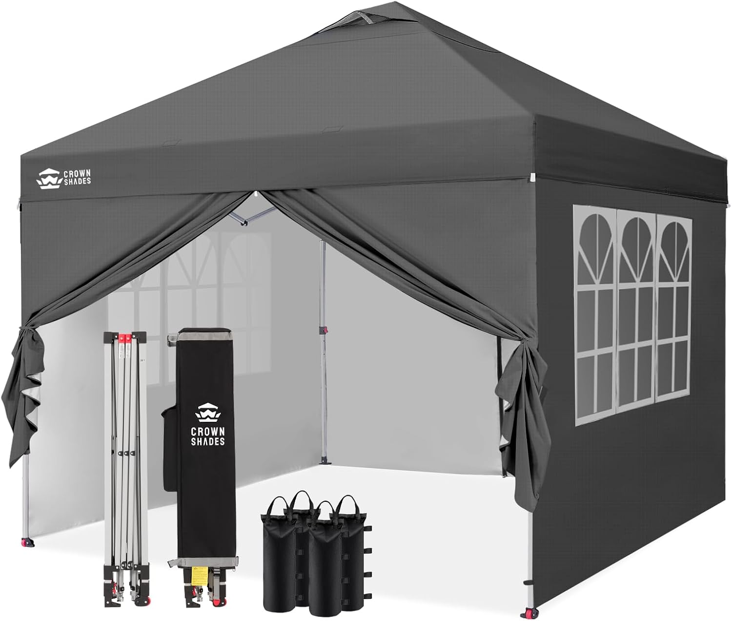 etezen Tonnelle Pliante 3x3 Imperméable, Barnum Pliant de Jardin Exterieur, Pop-Up Gazebo avec Sac de Rangement, UPF 50+, avec 4 Parois Latérales Amovible, 4 Sac de Sable, Gris