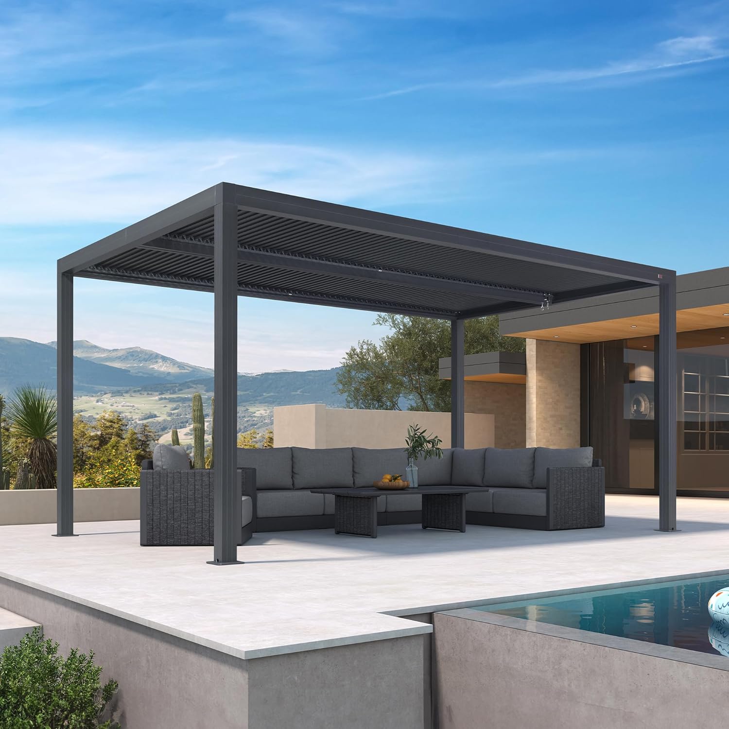etezen - pergola bioclimatique aluminium 4,8x3m orientable, 14,4m²