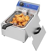 etezen Friteuse électrique Professionnelle Inox unique réservoir 6L Huile, 3000W, 1 Paniers à Fr...