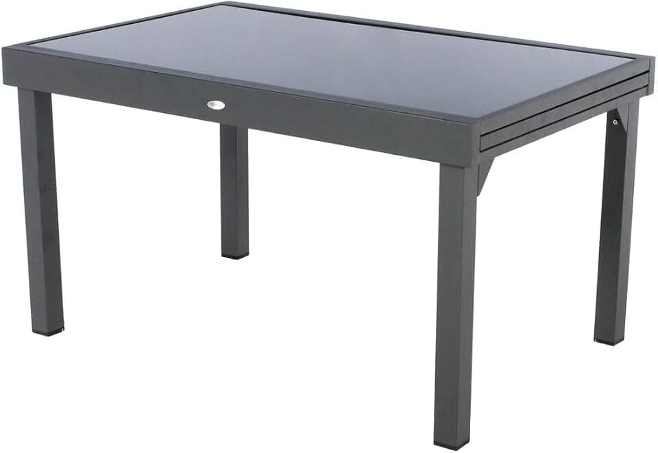 etezen - Piazza extensible - 185/245x100 cm - aluminium verre trempé 10 places