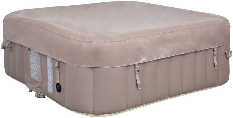 etezen Spa hydromassage Gonflable Chauffant 4-6 Personnes 185 x 65 cm Pompe Super silencieuse intégrée, Marron