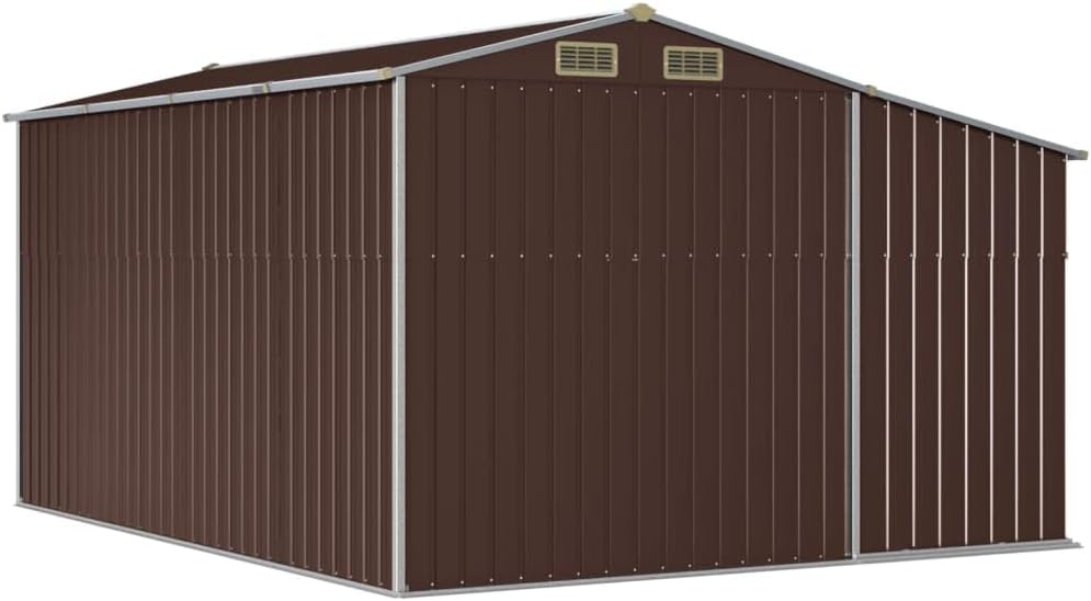 Abri de jardin en acier - 277x365,5x179cm - support bois, 4 aérations