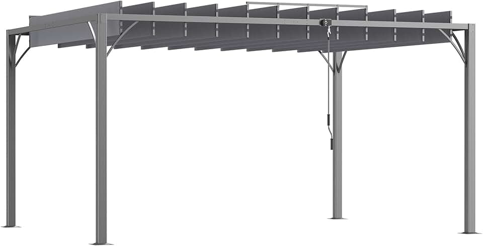etezen - Pergola bioclimatique 4x3 m - Lames orientables, structure aluminium, UV 50+ - Gris - TP12