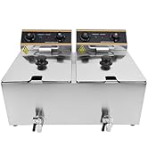 etezen Friteuse électrique, 6L+6L commerciale friteuse avec valve de vidange, acier inoxydable, ...