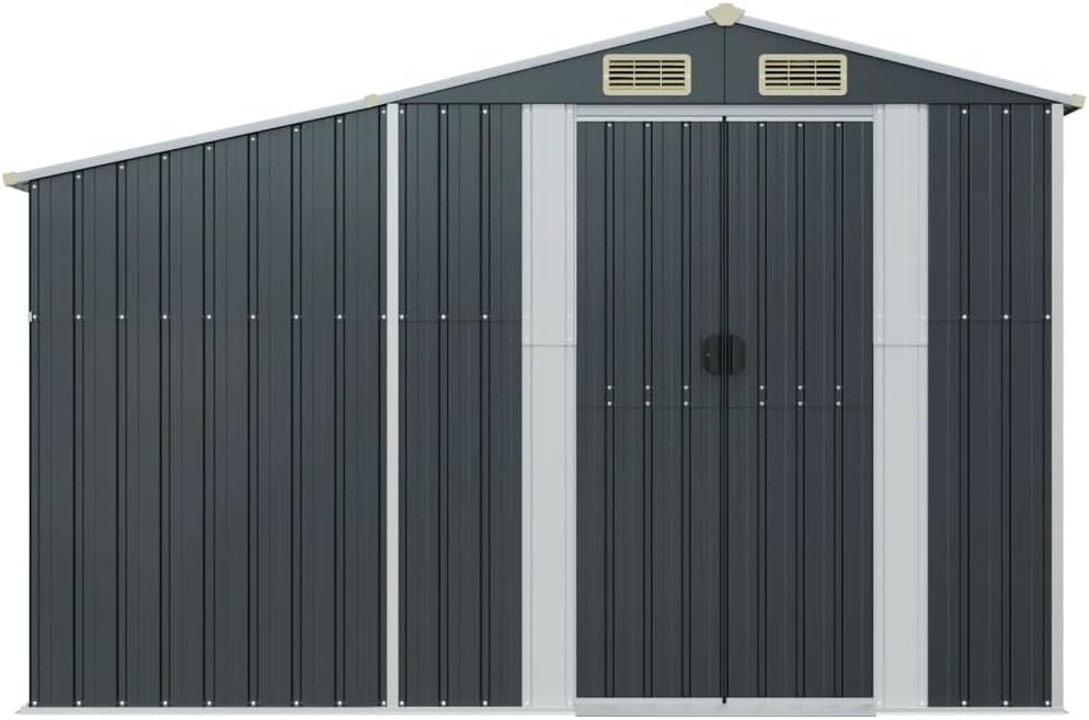 Abri de Jardin en Acier galvanisé, Salles de Stockage de Jardin Extérieures avec Bouches D'aération et Poignées Pratiques pour Ranger Les Outils, Les Ustensile de (277 x 107 x 179 cm)