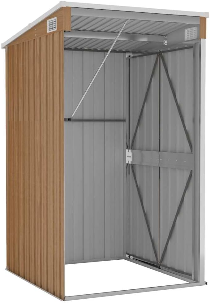 etezen Remise de Jardin Murale Marron 118x100x178 cm Acier galvanisé,Maison & Jardin, Pelouses & Jardins, Vie en extérieur, Structures extérieures, Cabanes & abris de Jardin, Brun (Poids 22.7KG)