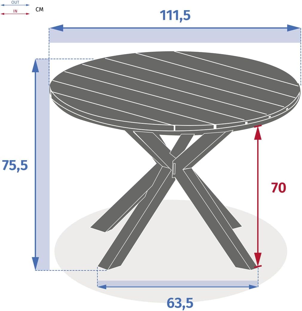 etezen - Oriengo - 4 places, ronde, aluminium epoxy/acacia