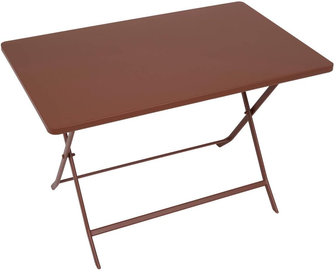 etezen - Greensboro - 110x70 cm - table pliante 4 places acier acajou