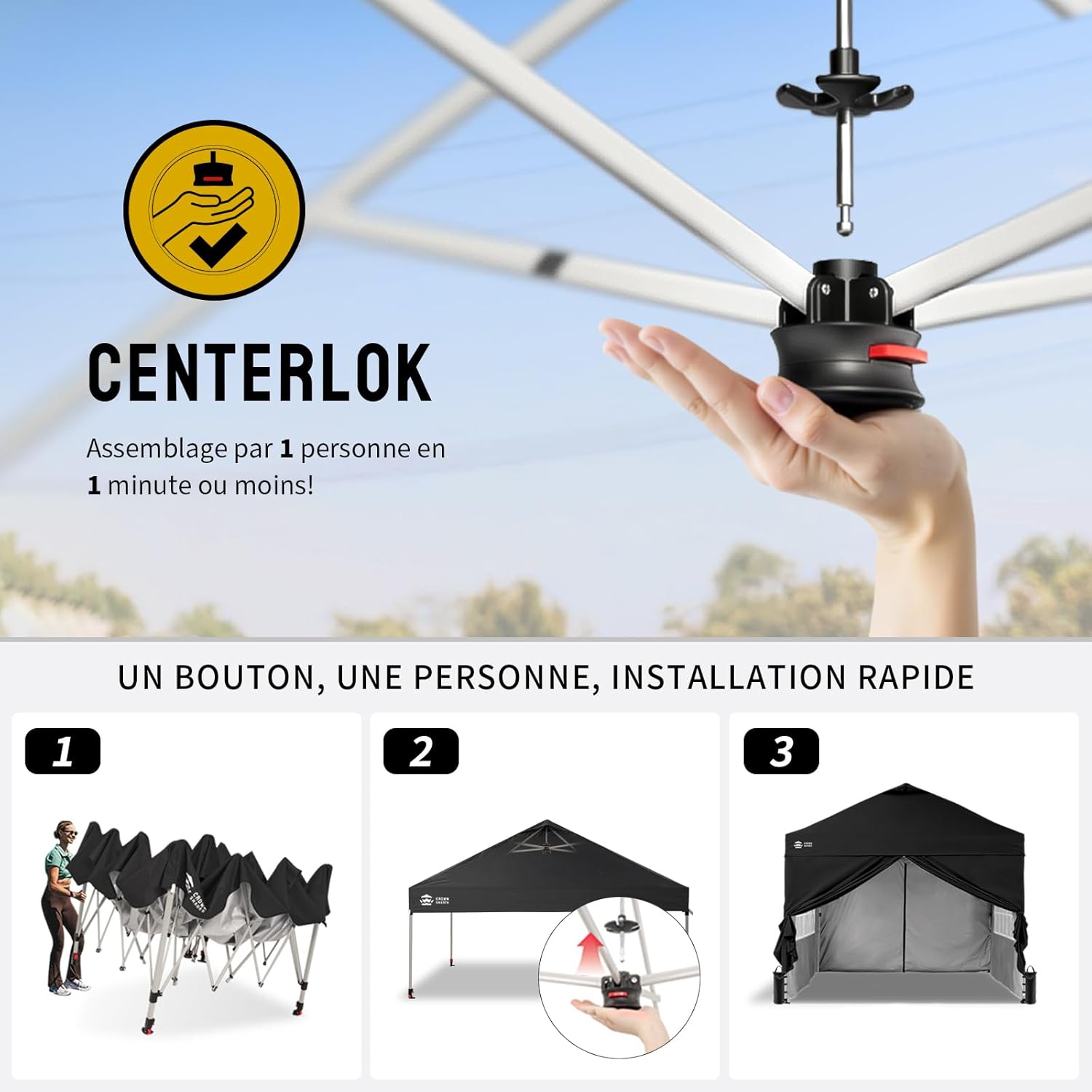 etezen - Tonnelle pliante 3x3m imperméable, P/Pop-Up, 4 parois amovibles, Sac, UPF 50+ - CN0032