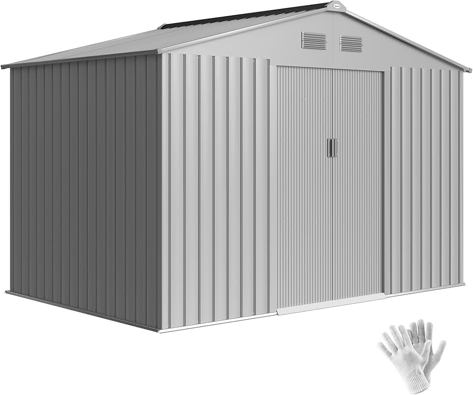 etezen - abri de jardin 4,9 m², 277x195x192 cm, porte coulissante, ventilation, kit fondation