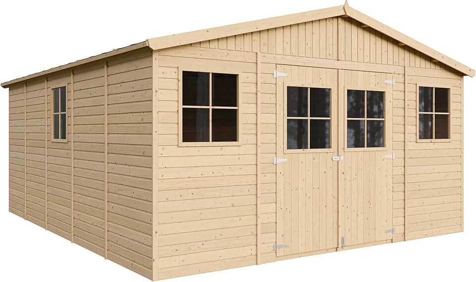 etezen - Abri de jardin bois, 20m², fenêtres, rangement - M333