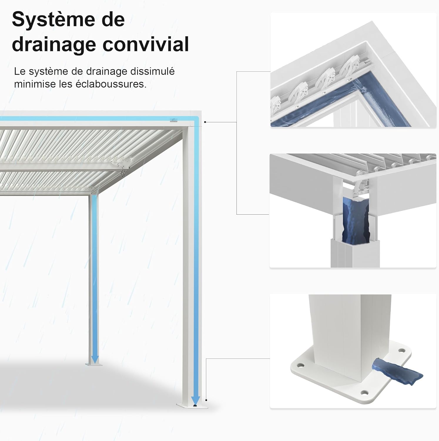 etezen - pergola bioclimatique - 4,6x3,3 m - alu, lames orientables, éclairage intégré