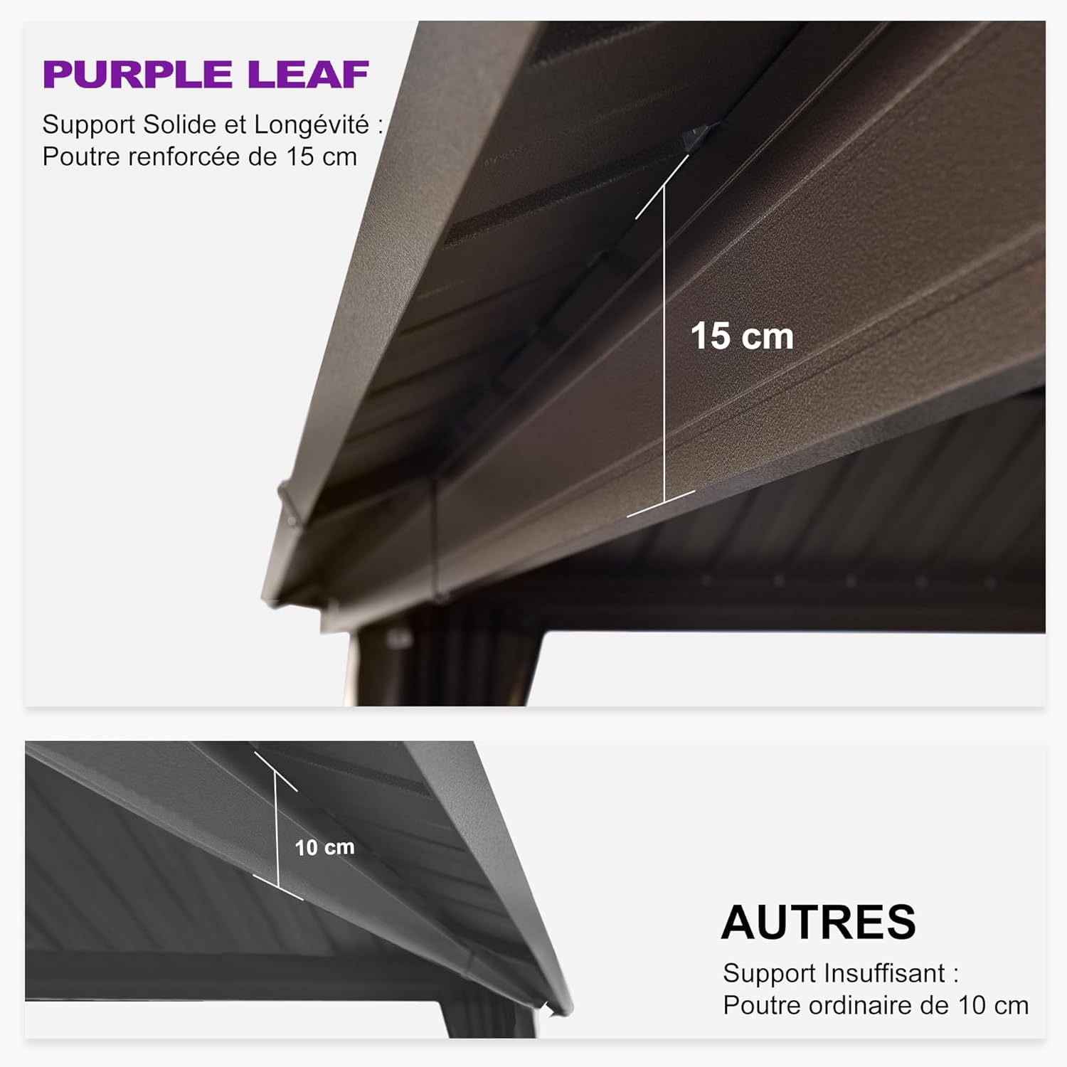 etezen - pergola double toit rigide 6x3,65m, aluminium, guirlande, rideaux