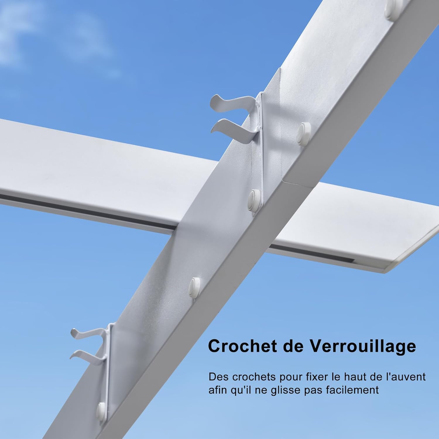 etezen - pergola aluminium série - 4x3m - toit métal blanc, toile rétractable, étanche