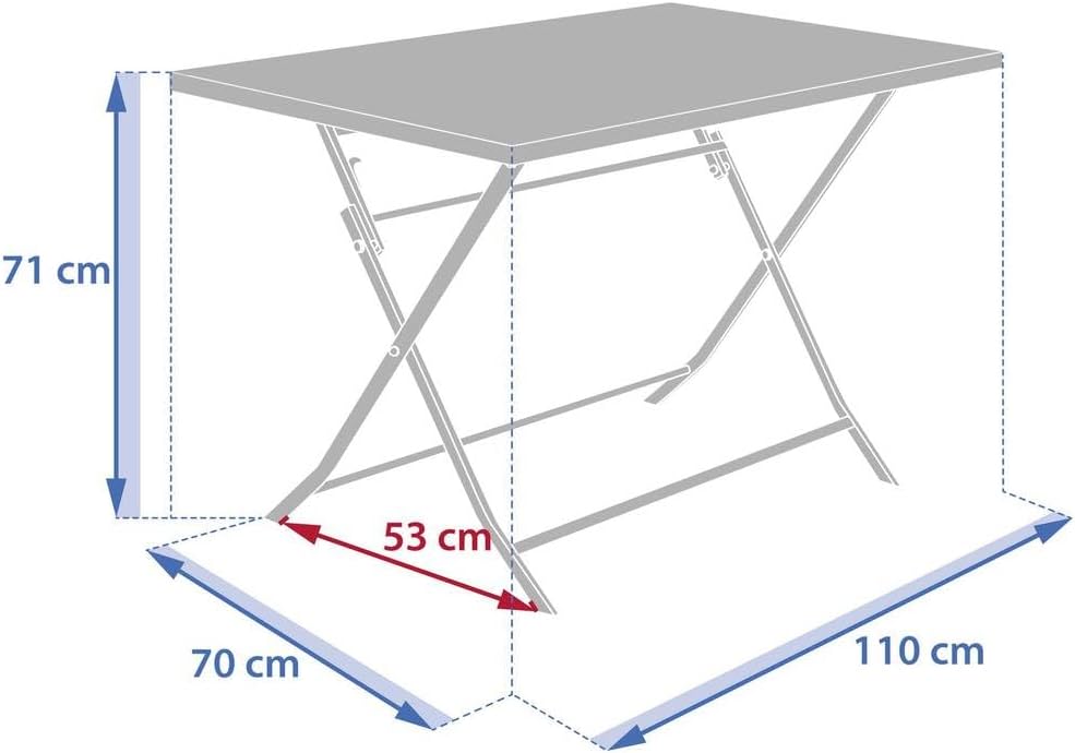 etezen - Greensboro - 4 places - Table pliante rectangle acier antirouille