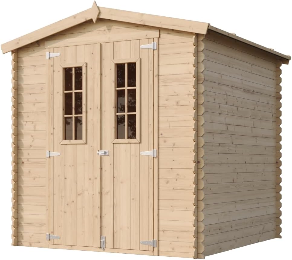 Abri de Jardin en Bois - Stockage extérieur I216xL206xH218 cm/ 3.53 m2 Petit abri à Outils, Local à vélos - Toit imperméable, fenêtres etezen M343C