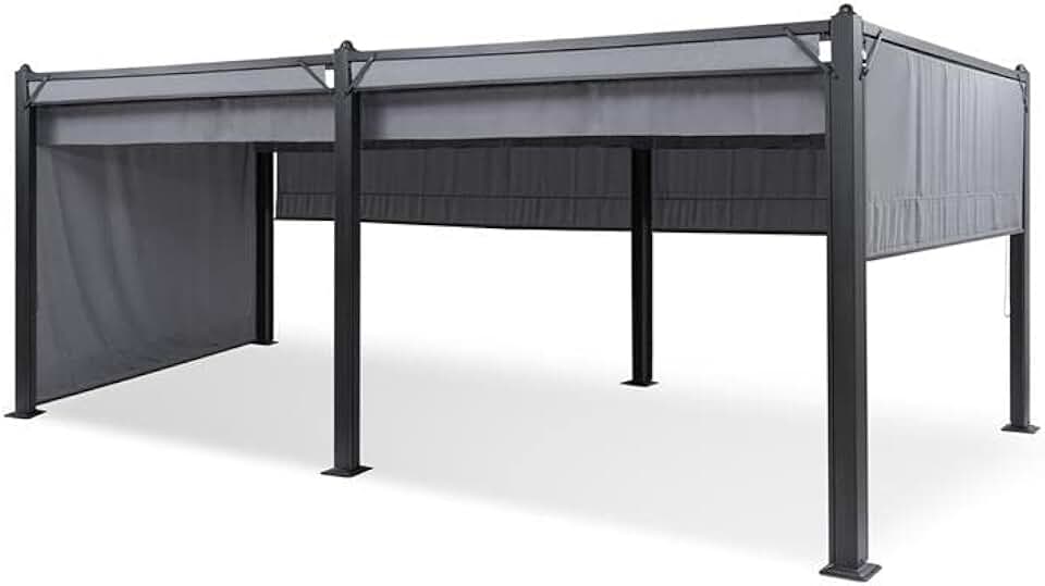 etezen - Pergola aluminium série Polycarbonate - 3x6m - toit hydrofuge, protection UV, cadre métal, toit/côtés polyes