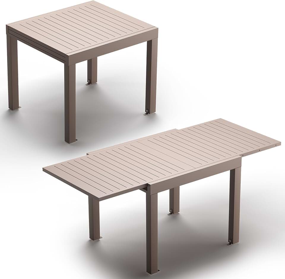 etezen - Table extensible 163x80cm - aluminium, facile entretien, 6-10 pers.