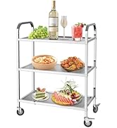 etezen Chariot de Service INOX Service desserte de Cuisine INOX 3 étagères 4 Tailles de Restaura...