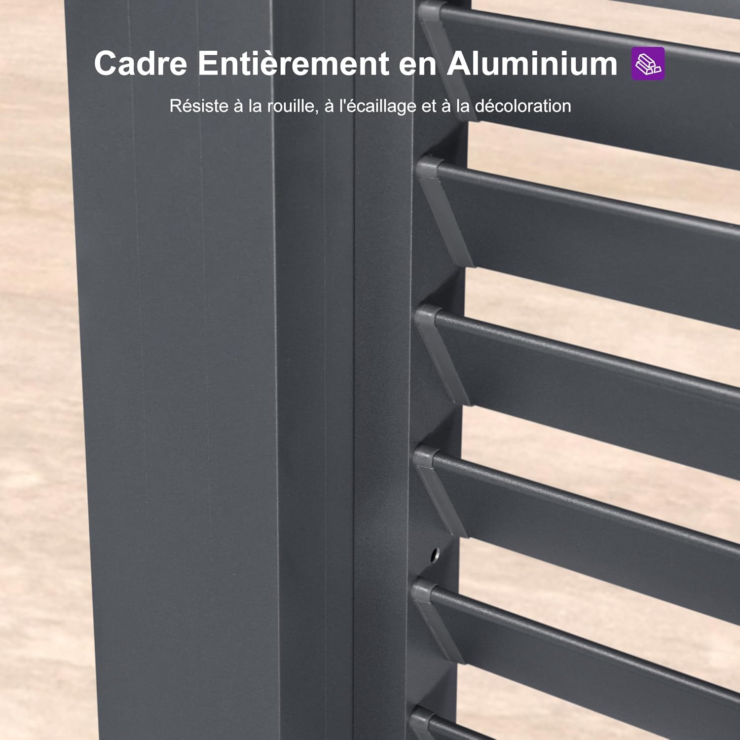 etezen - Pergola bioclimatique 4x3,3m alu, lames orientables, gris