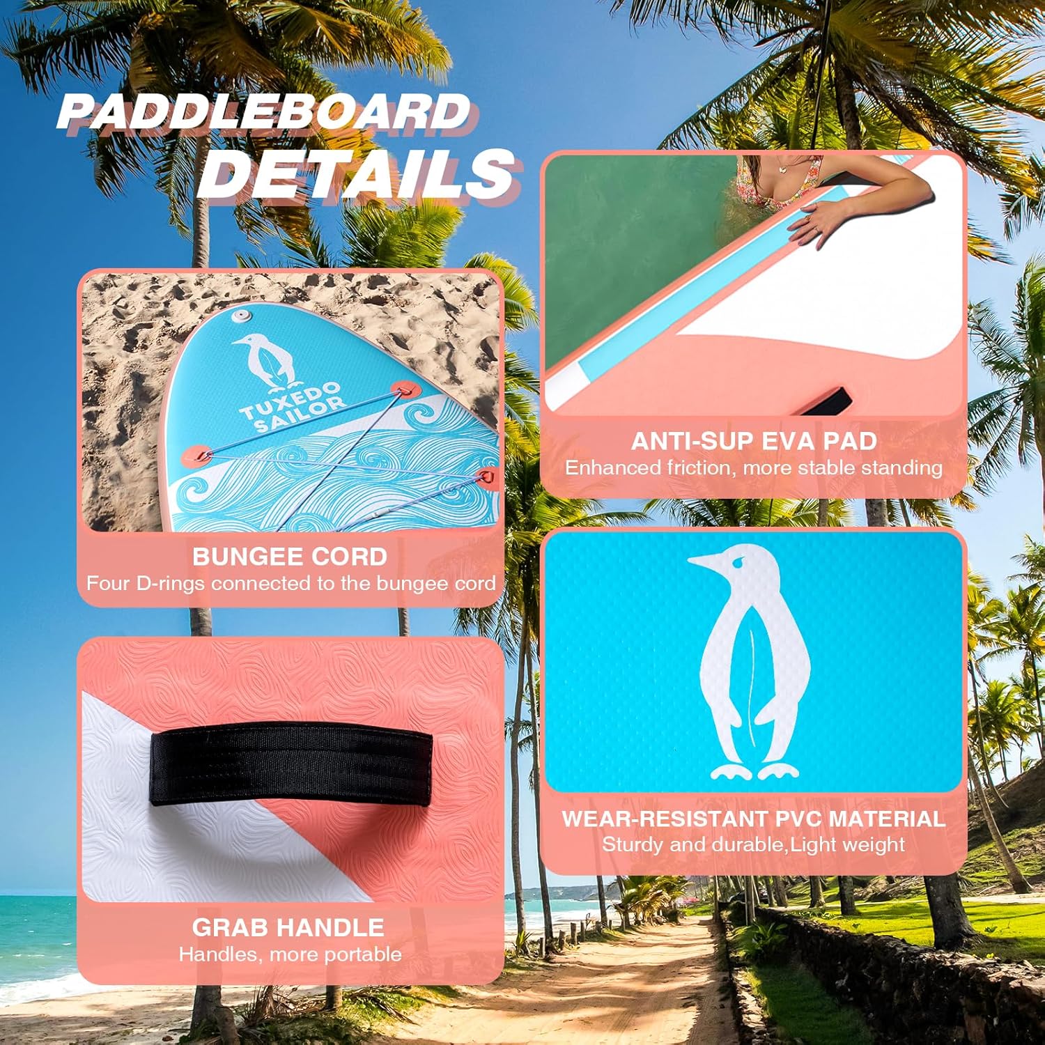etezen - Paddle Gonflable Adulte - SUP 320 cm - avec accessoires complets