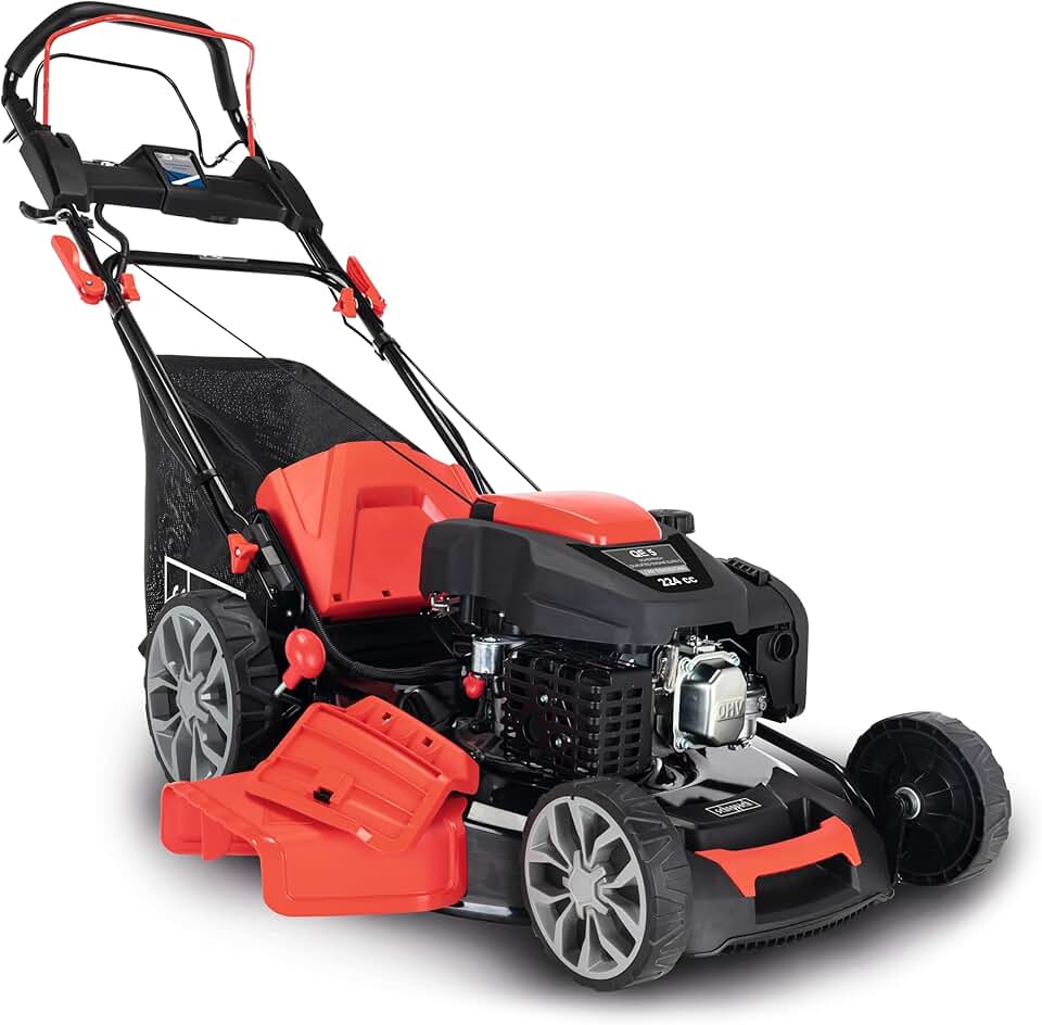 etezen Tondeuse à Gazon Thermique MS225-56 - Moteur 4 Temps 6 CV - 224 cm3 - Largeur de Coupe 56 cm - 2200 m² - bac 65L - Hauteur de Coupe 25-75 mm