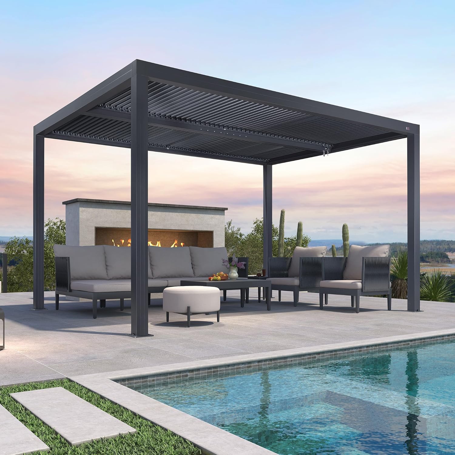 etezen - Pergola bioclimatique 4x3,3m - alu, lames orientables, 13,2m²