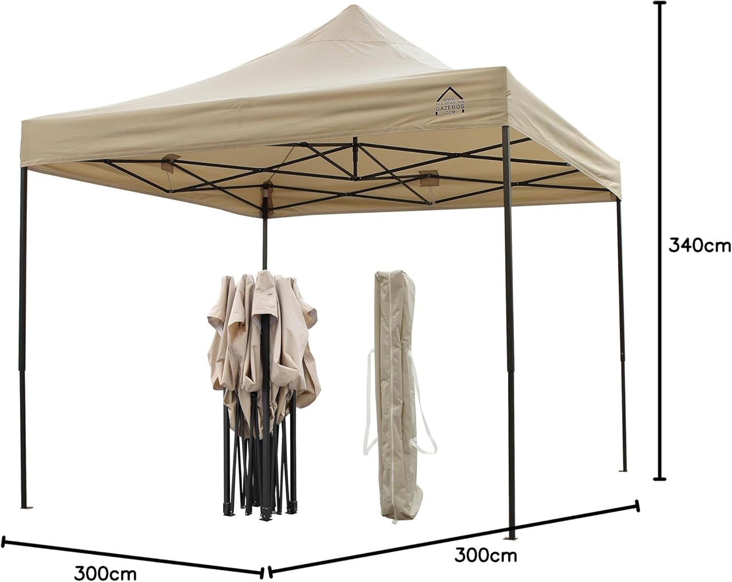 etezen | Tonnelle Pliante 3x3m | Matériaux Robustes, Entièrement Étanches et de Haute Qualité (Beige)