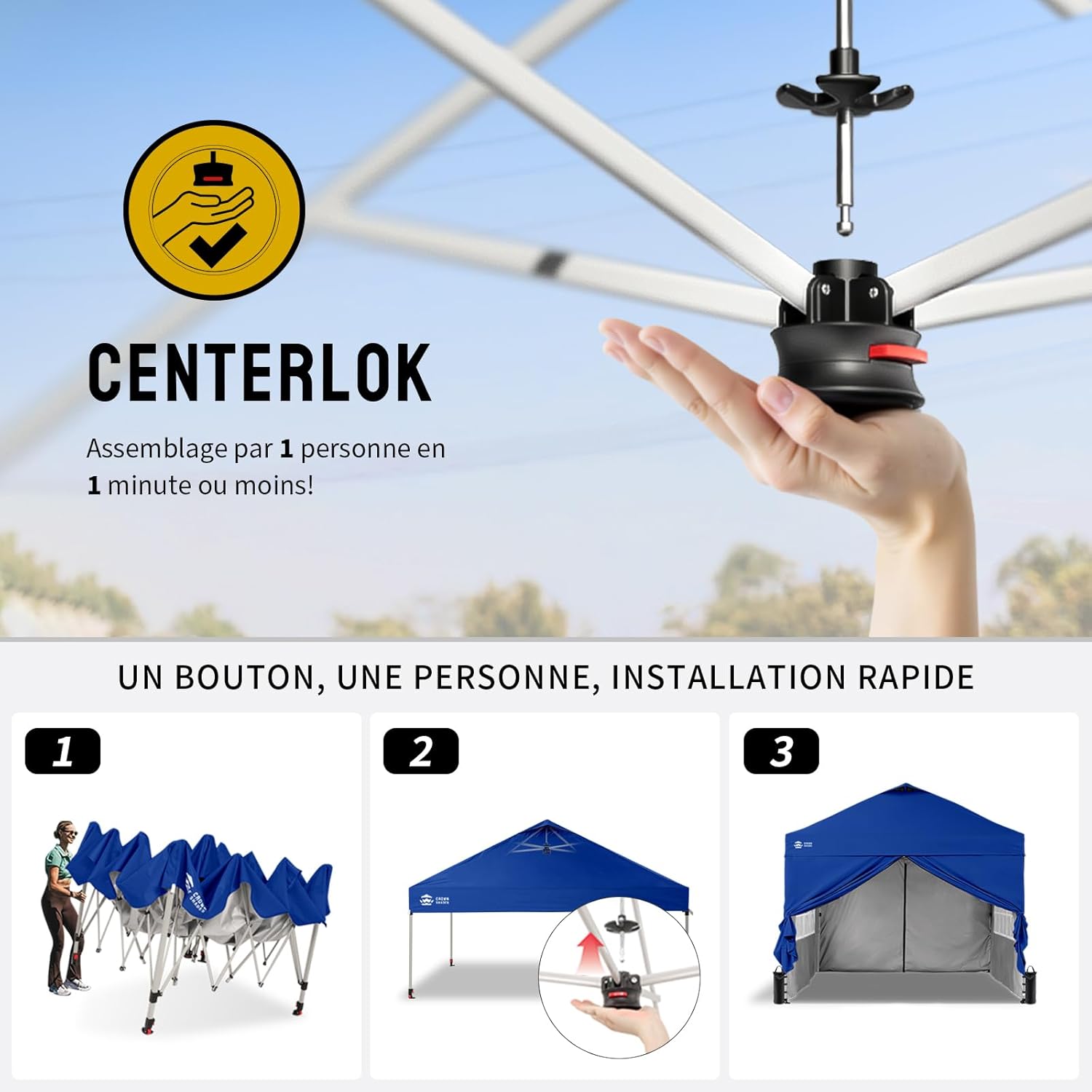 etezen - tonnelle pliante 3x3m - imperméable, UPF 50+, 4 parois amovibles