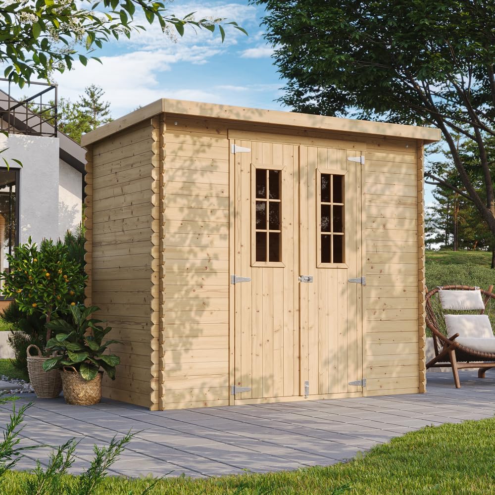 Abri de Jardin en Bois avec Sol TRAITÉ - Stockage extérieur l239xL142xH200cm/2.63 m2 - Petit abri à Outils, Local à vélos - etezen M310C+M310G