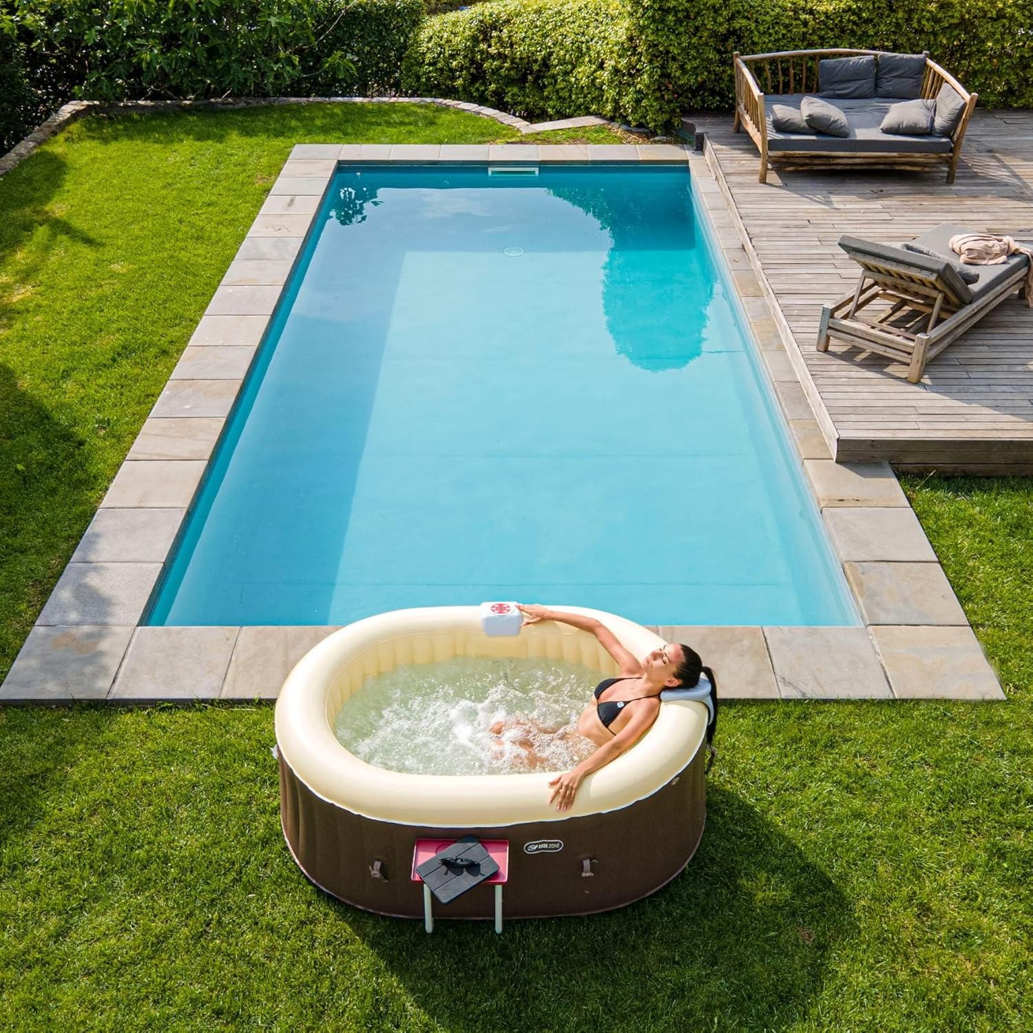 etezen - Bain à remous Ovale - 190x120x65 cm - Pompe 30 W, 550 L