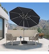 etezen Parasol de Jardin Extérieur Inclinable 2,7 m Rond, Parasol Balcon avec Châssis en Alu...