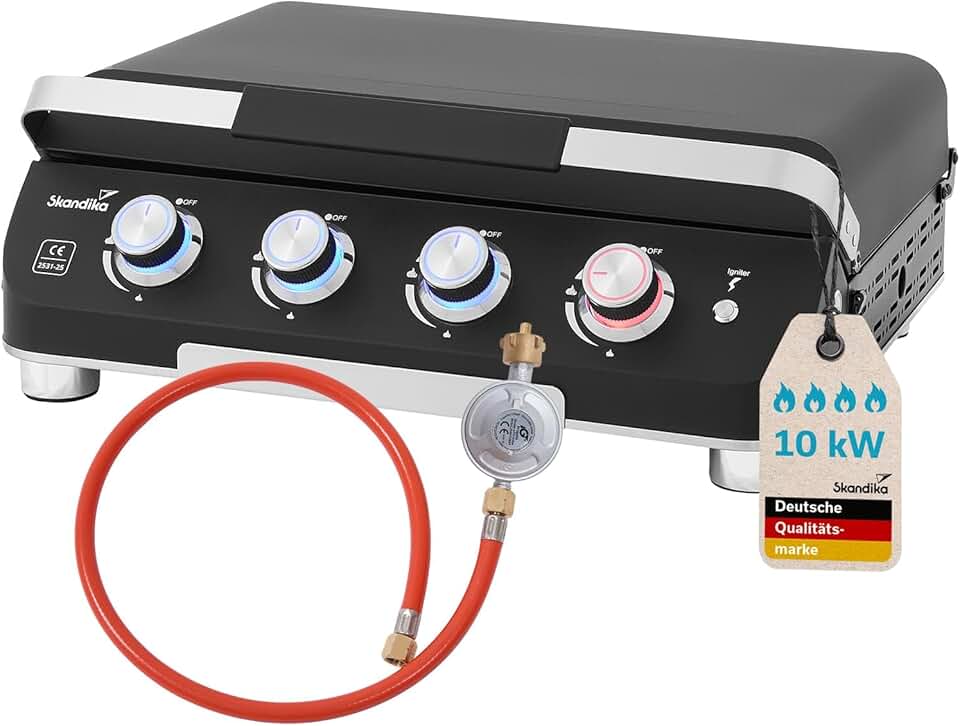 etezen - Palo série - plancha gaz 4 brûleurs, couvercle BBQ - transportable