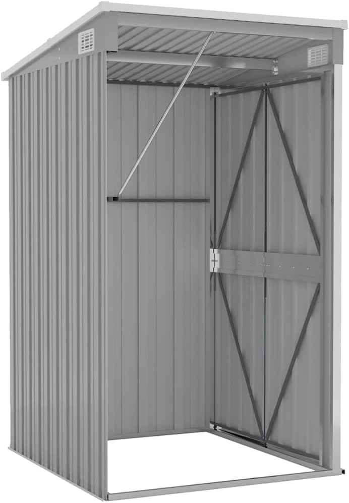 etezen Remise de Jardin Murale Gris 118x100x178 cm Acier galvanisé,Structures extérieures, Cabanes & abris de Jardin,316218
