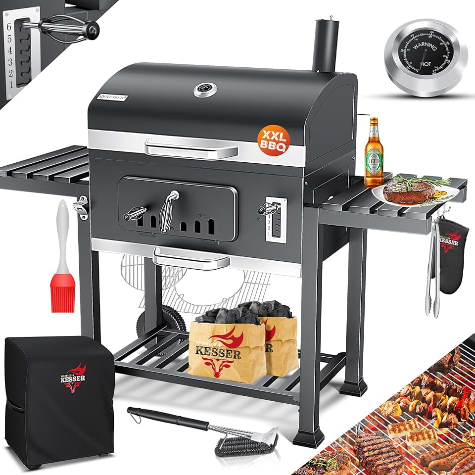 etezen - Barbecue XXL - grand format, couvercle, roues, accessoires