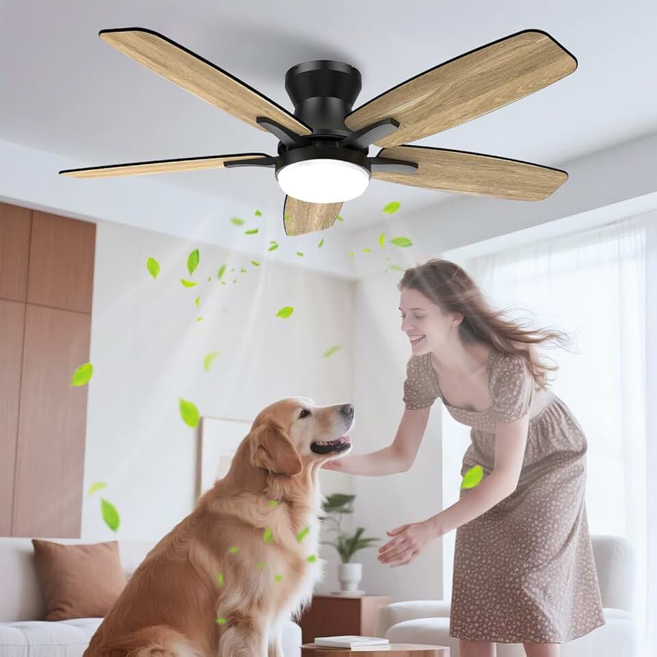 etezen - Ventilateur de plafond double face 106cm, LED, télécommande, moteur DC réversible, silencieux